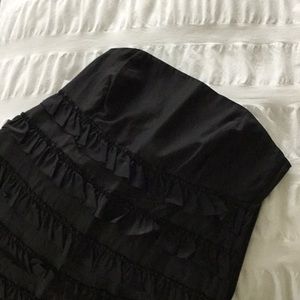 Super Adorable Strapless Silk/ Cotton Strapless Ruffled Black Dress